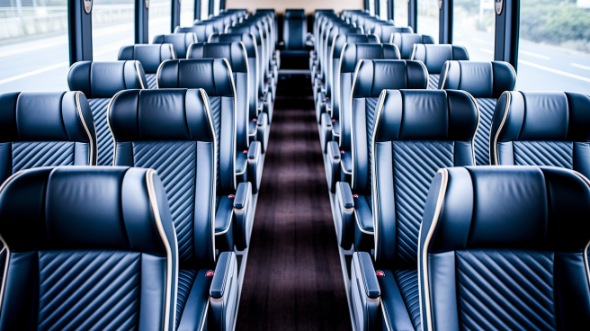 broken arrow 56 passenger charter bus inside